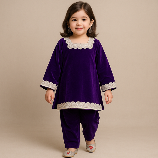 Pre Order: Purple Velvet Coord Set