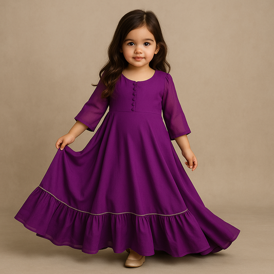 Pre Order:Purple Georgette Anarkali Suit Set