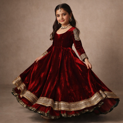 RTD Pre Order: Little Maharani Velvet Gown