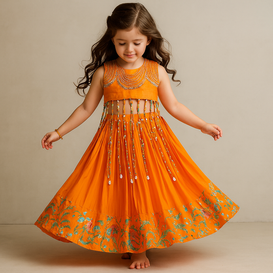 Pre Order: String Hangings Detailed Top And Lehenga