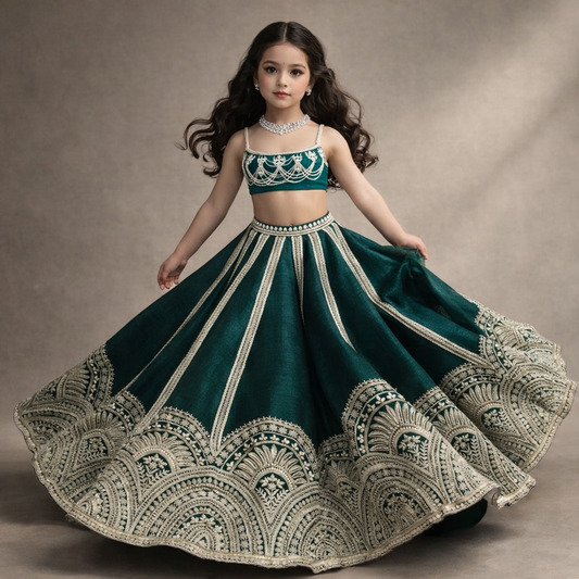 Pre Order: Rajkumari Meher Green Lehenga Set