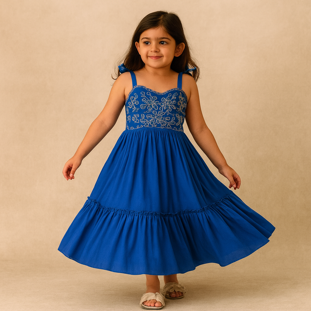 Pre Order: Blue Embroidered Dress