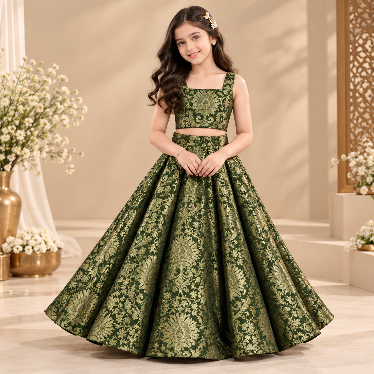 Pre Order: Emerald Maharani Lehenga