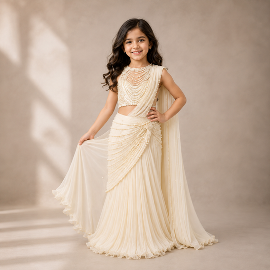 Pre Order: Pearl Cascade Saree