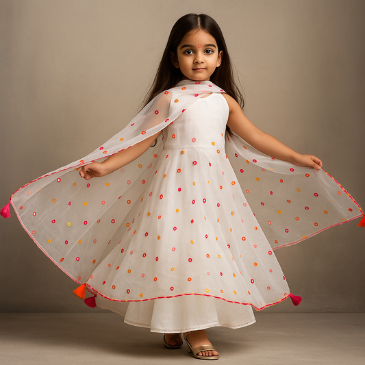 Pre Order: White Anarkali with Dupatta