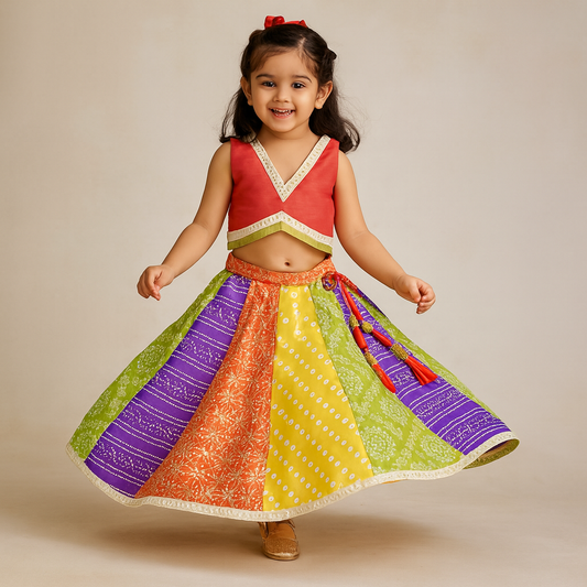 Pre Order: Faux Mirror Lace Work Top And Lehenga