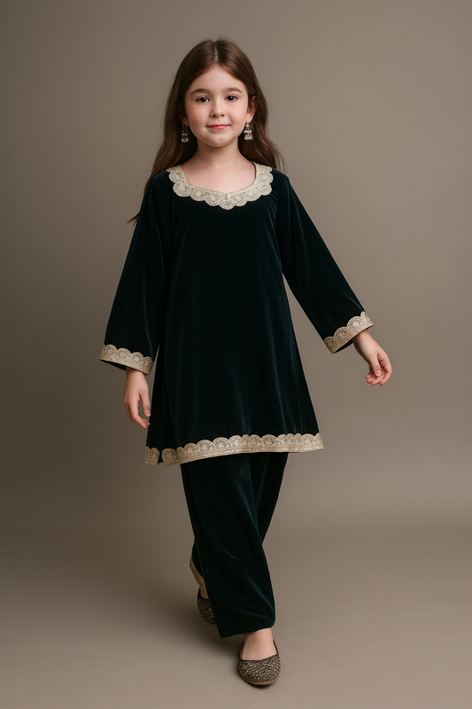 Pre Order: Green Velvet Coord Set