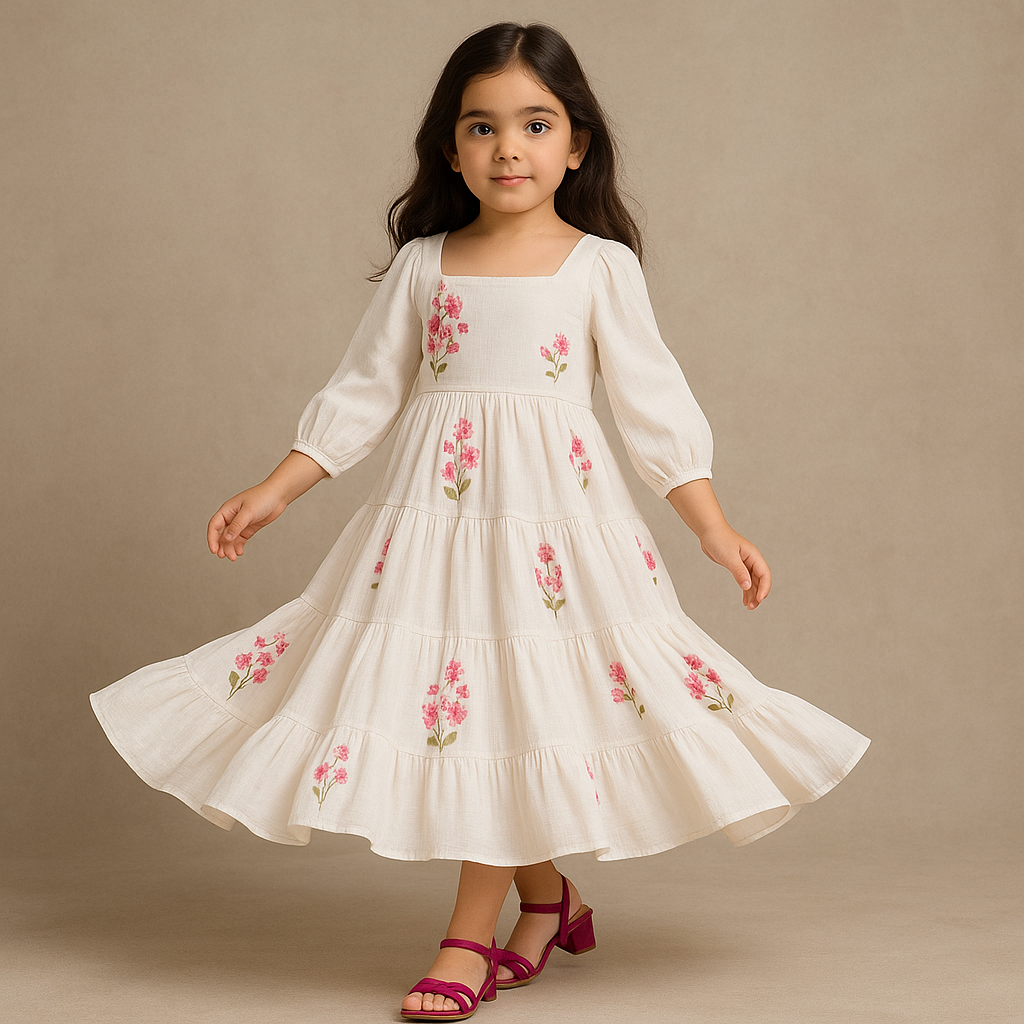 Pre Order: White Floral Tiered Dress