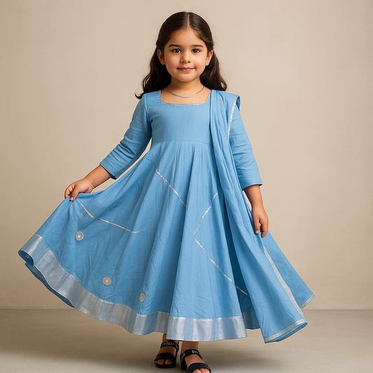 Pre Order: Ayla Blue Anarkali Set