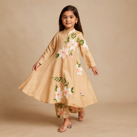 Pre Order: Beige Kurti Suit Set