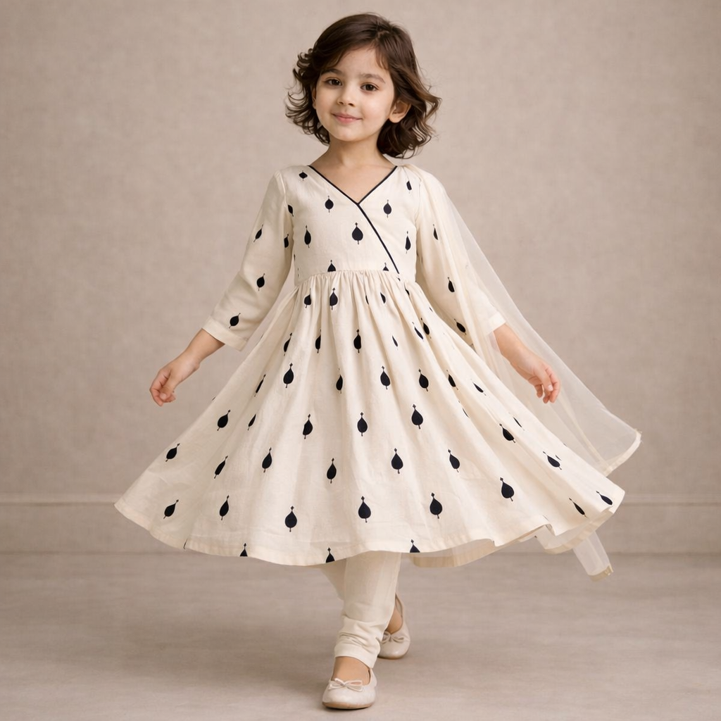 Pre Order: White Twirl Anarkali Set