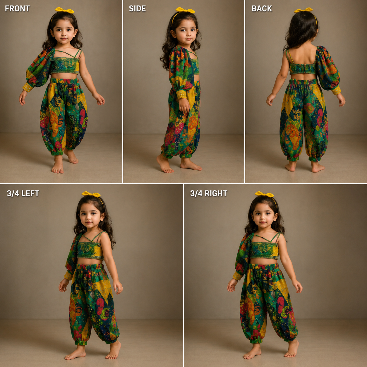 Pre Order: One Shoulder Multicolour Top And Ballon Pant