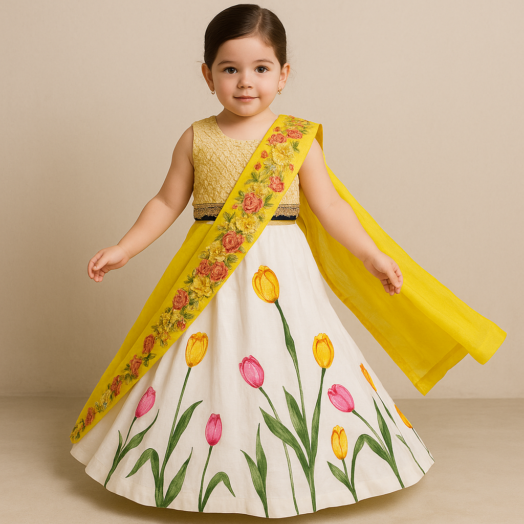 Pre Order: Sunshine Tulip Garden Lehenga Set