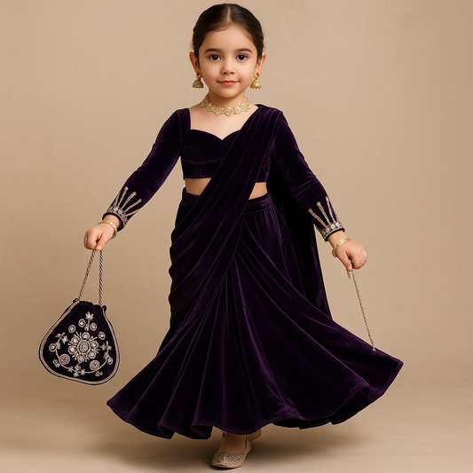 Pre Order: Zoya Royal Velvet Saree