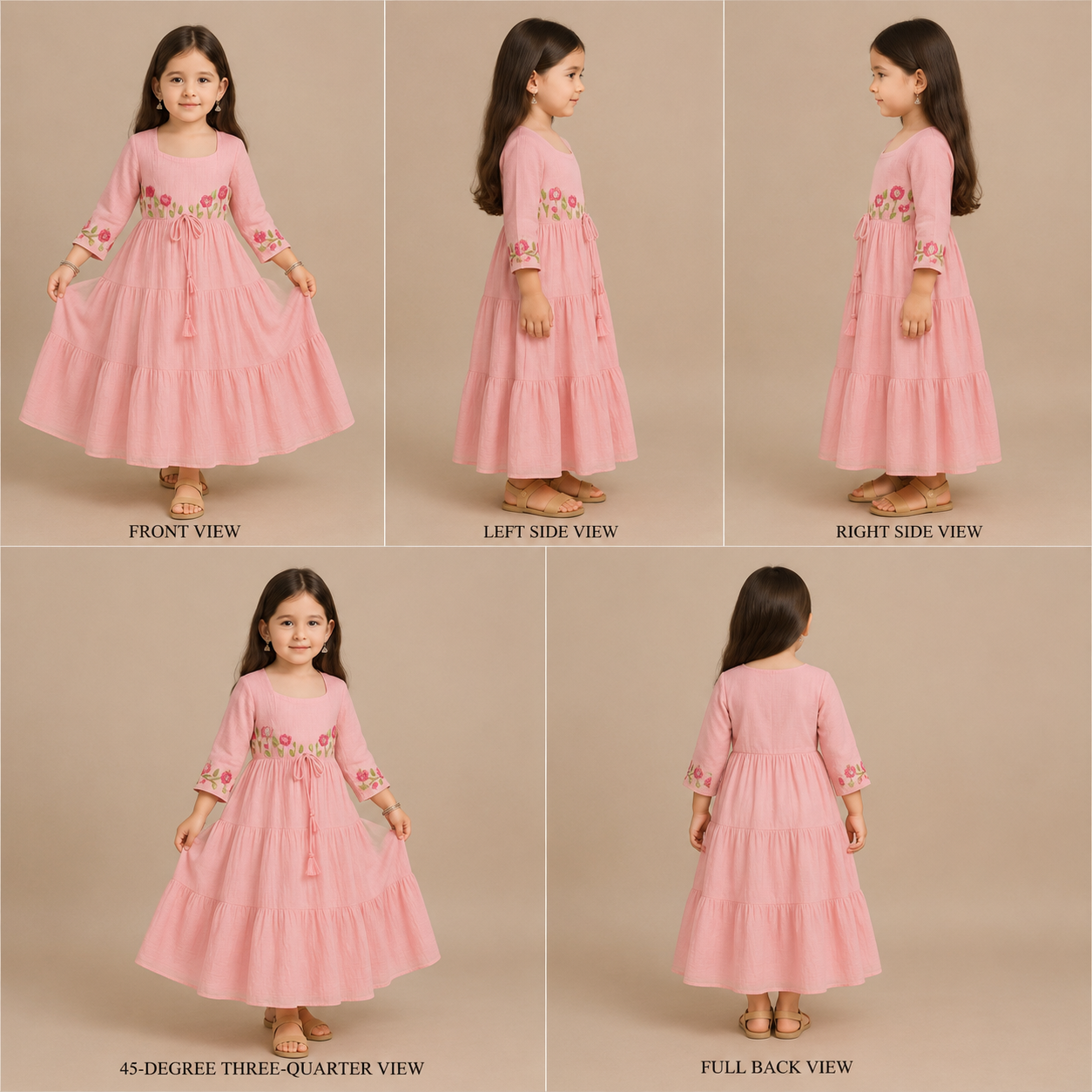 Pre Order: Pink Embroidered Cotton Dress
