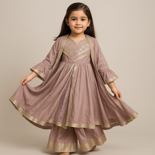 Pre Order: Jannat Dusk Silk Anarkali Set