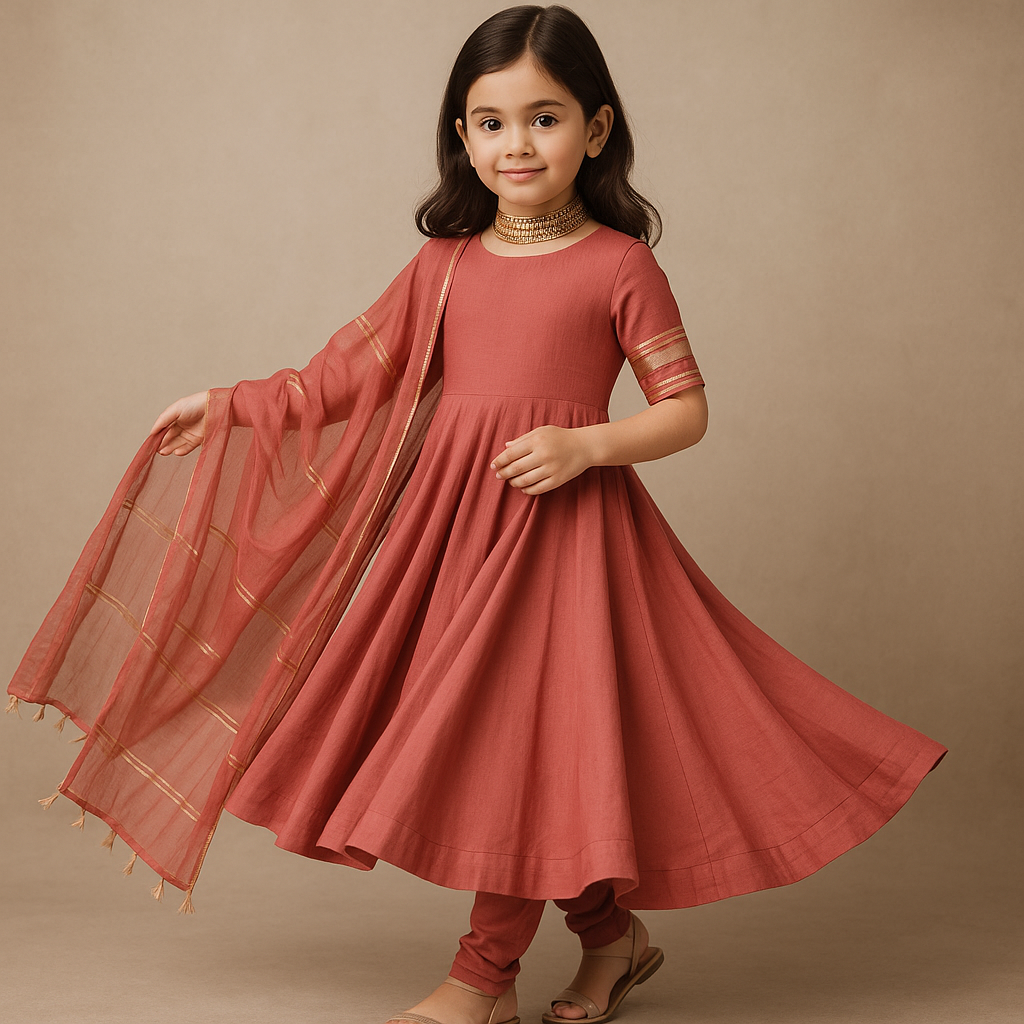 Pre Order: Dusty Peach Anarkali Suit Set