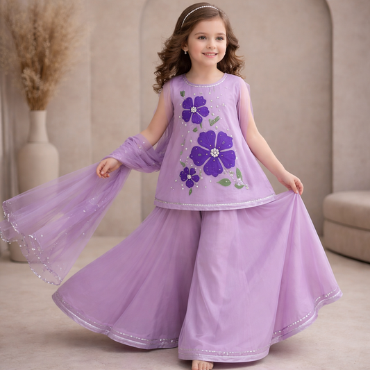 Pre Order: Flora Lavender Sharara Set