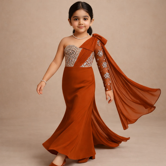 Pre Order: Rust Pearl Gown