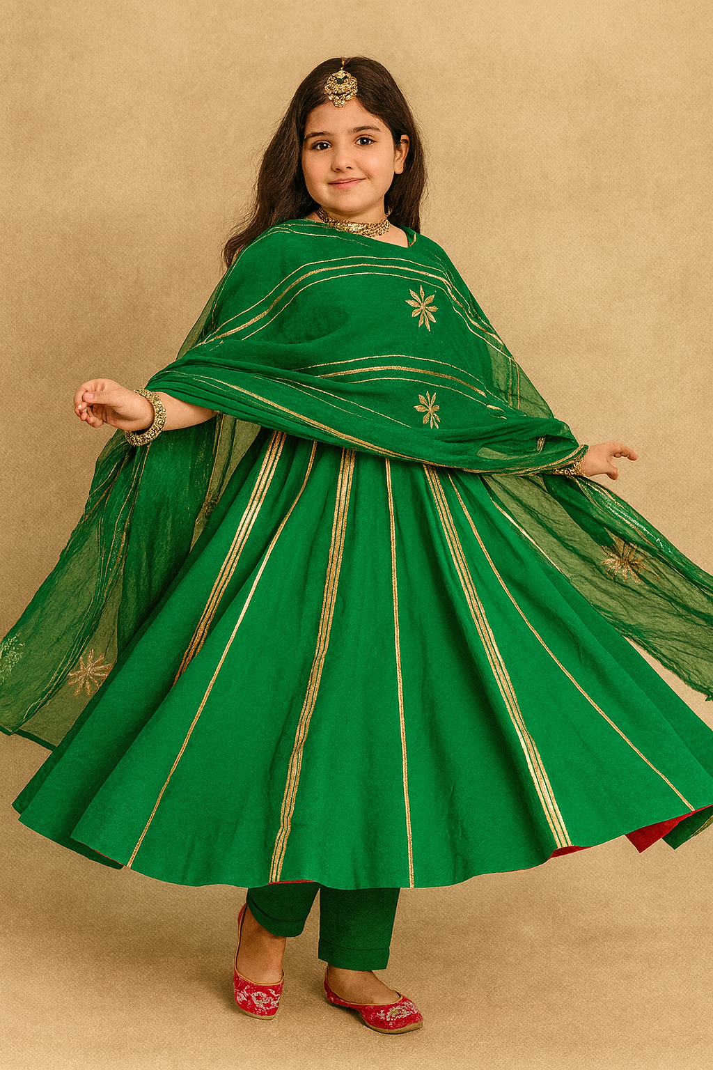 Pre Order: Green Anarkali Suit Set