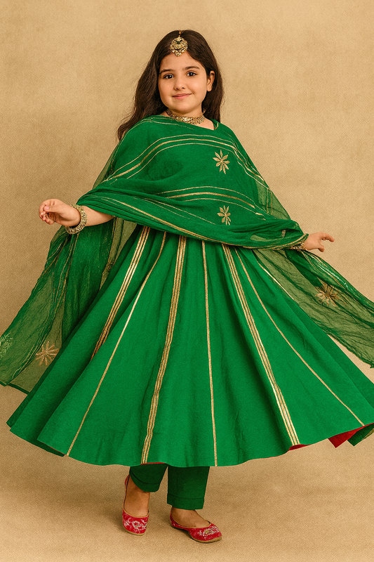 Pre Order: Green Anarkali Suit Set