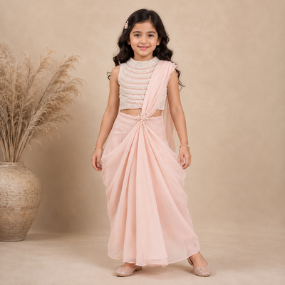 Pre Order: Champagne Rose Saree