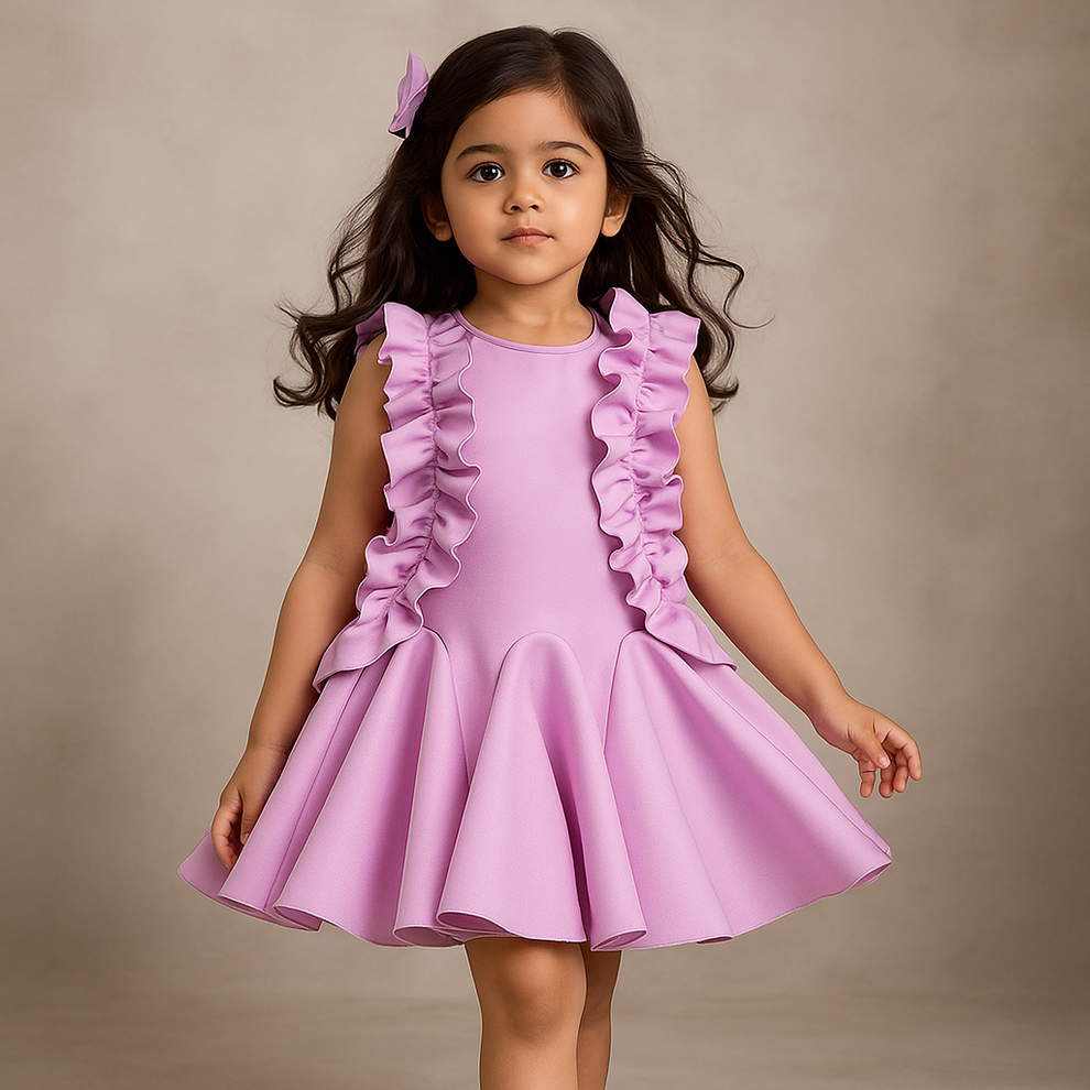 Pre Order: Ruffled Dress With Flared Hem