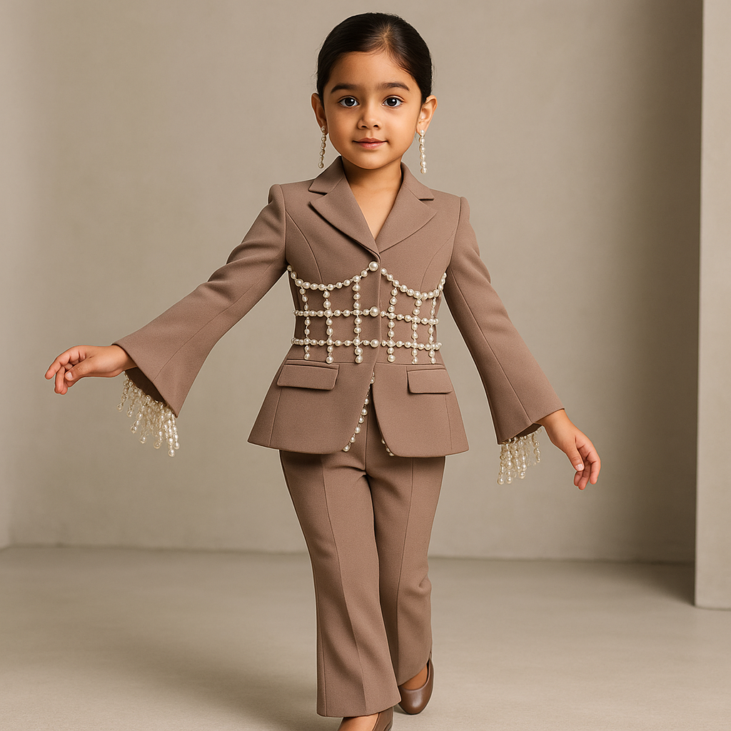 Pre Order: Pearl Luxe Brown Suit Set