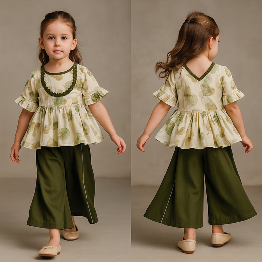 Pre Order: Floral Printed Kurti With Flared Palazzo