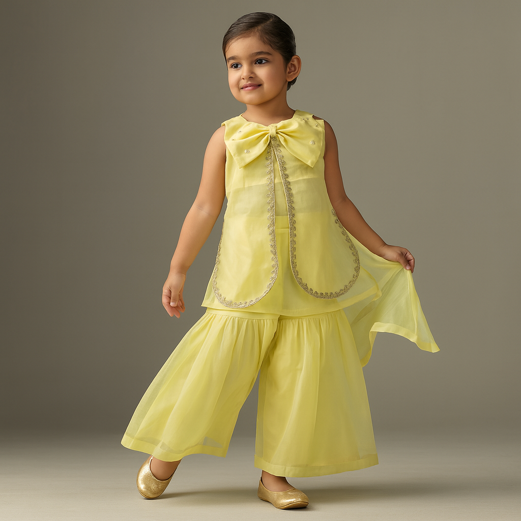 Pre Order: Gorgeous Organza Bow Top And Sharara