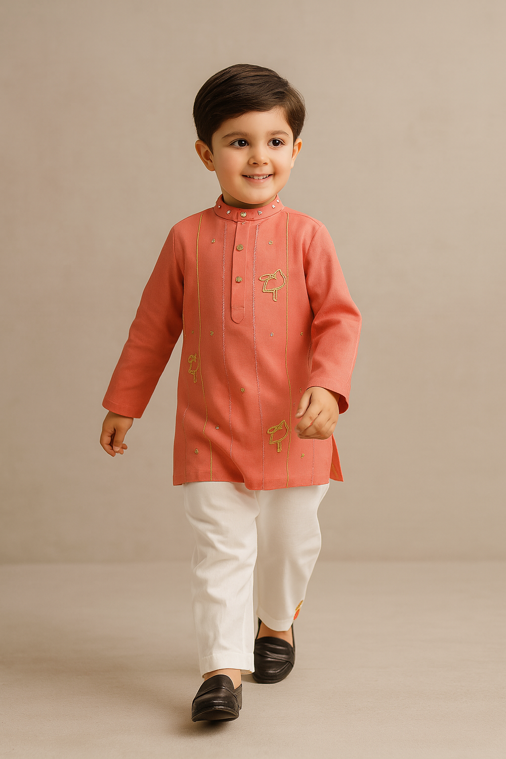 Pre Order: Red Bead And Sequin Embellished Kurta With Pyjama