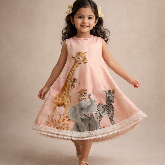 Pre Order: Safari Smiles Hand Painted  Dress