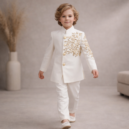 Pre Order: Aarav Royal White Sherwani Set