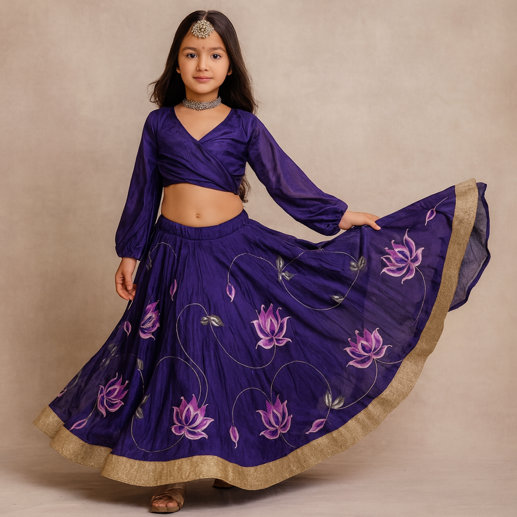 Pre Order: Purple Flared Lehenga Set