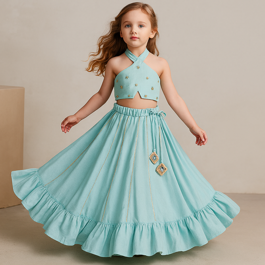 Pre Order: Stylish Sequins Work Top With Lehenga