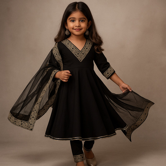 Pre Order: Black Anarkali with Dupatta