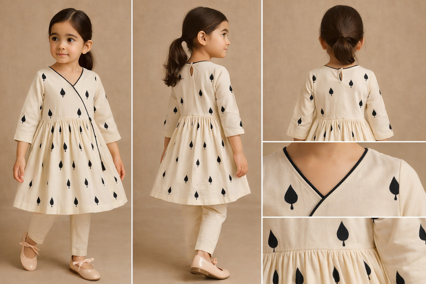 Pre Order: Thread Embroidered Off White Kurti And Pant