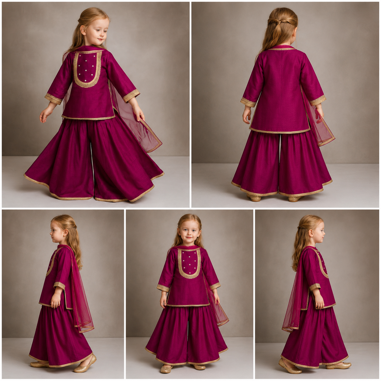 Pre Order: Yoke-Detail Ethnic Kurti With Matching Salwar And Dupatta
