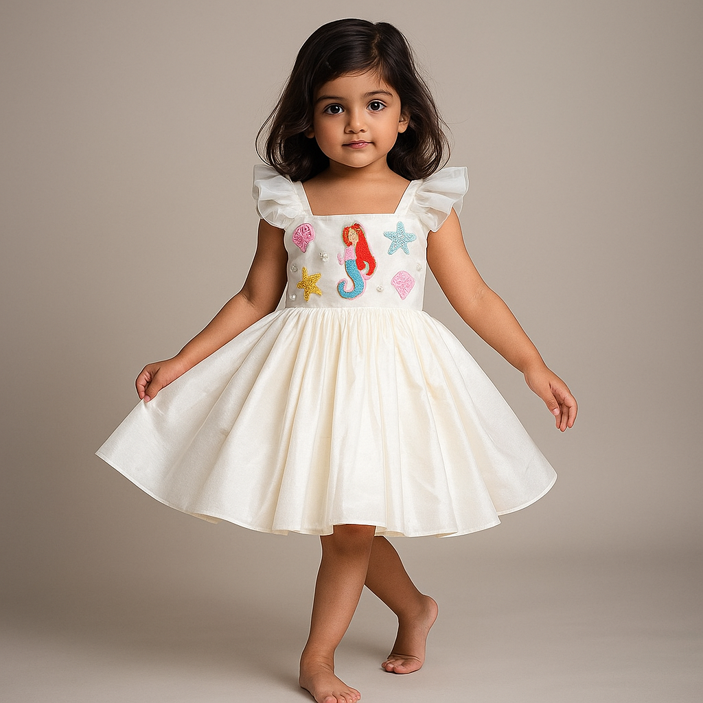 Pre Order: Mermaid Themed Flared Dress With Bowie