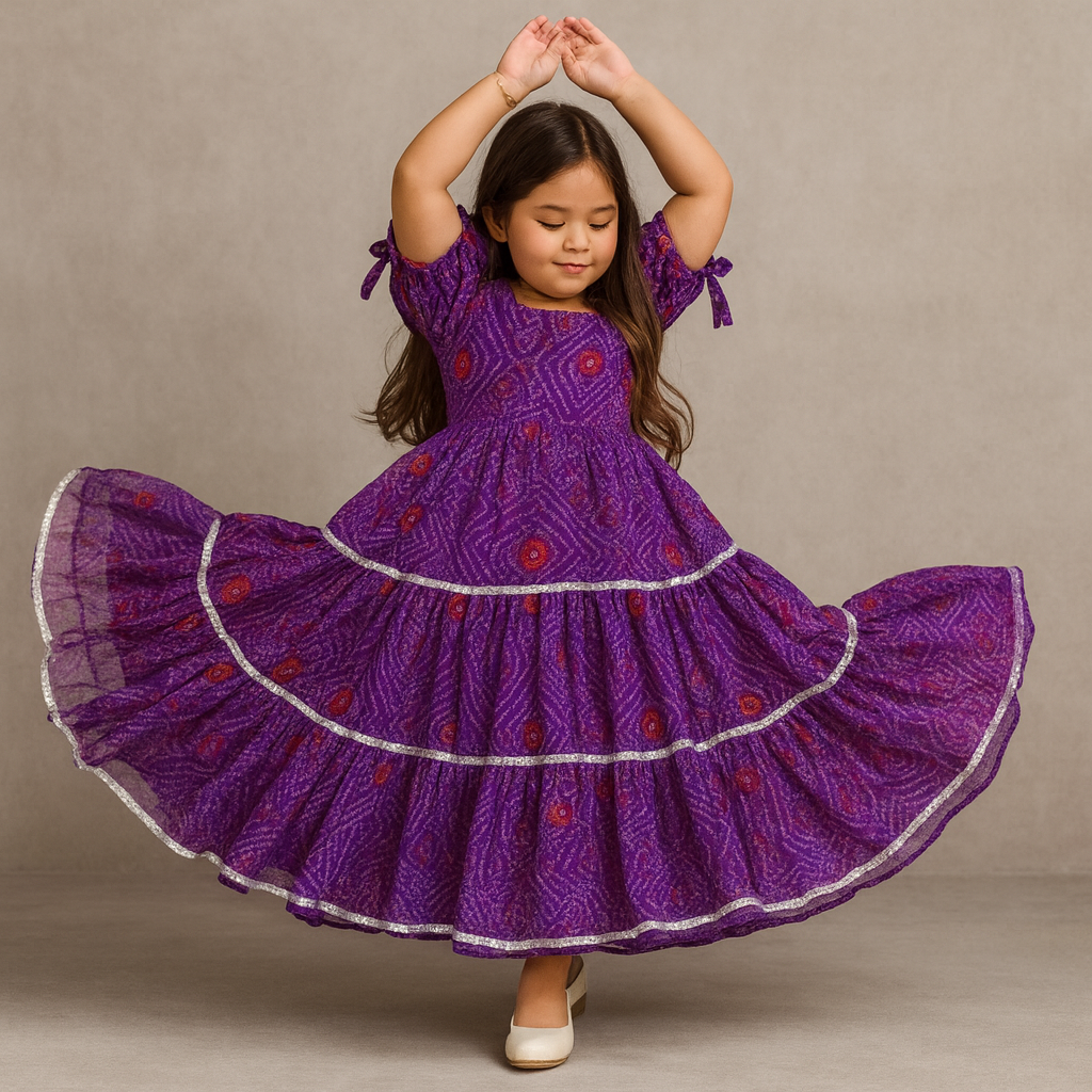 Pre Order: Dark Purple Bandhani Anarkali