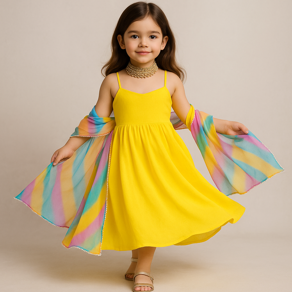 Pre Order: Yellow Anarkali Suit Set
