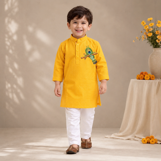 Pre Order: Kanha Pitambar Kurta Set