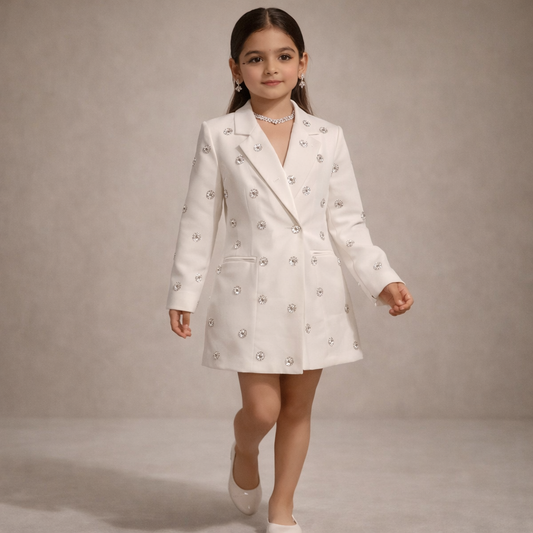 Pre Order: White Diamond Mini  Dress