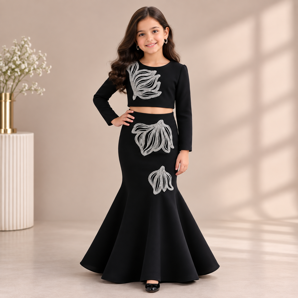 Pre Order: Silver Noir Lehenga Set