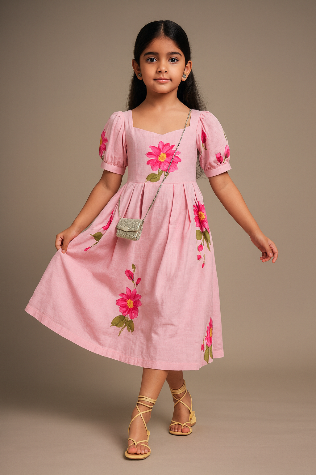 Pre Order:Pink Floral  Cotton  Dress