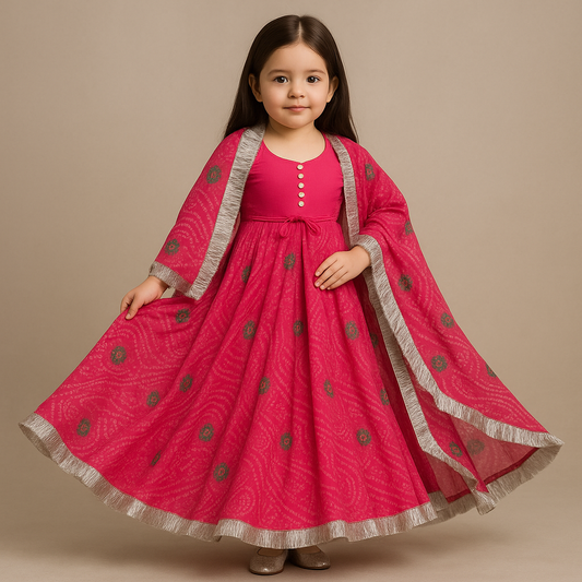 Pre Order: Rani Pink Anarkali Set