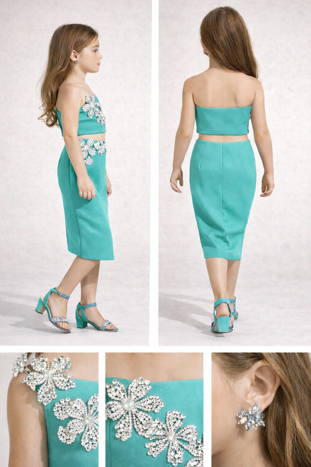 Pre Order: Teal Green Crystal Blossom Set