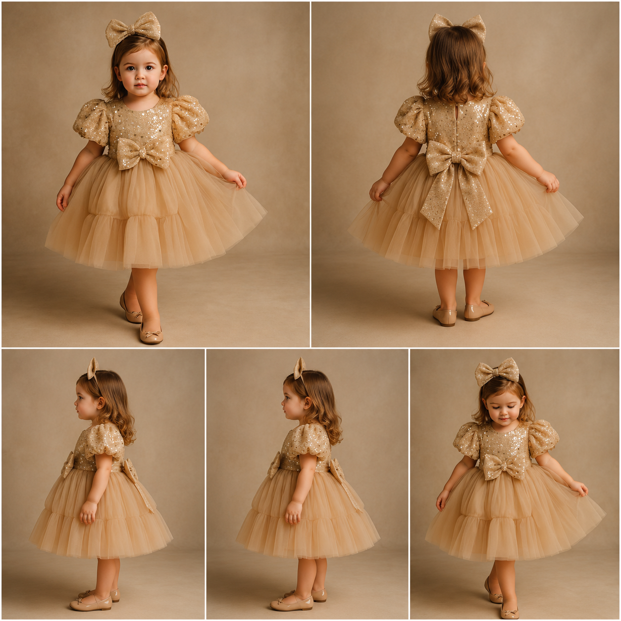 Pre Order: Jack Sequins Puff Sleeves Net Dress