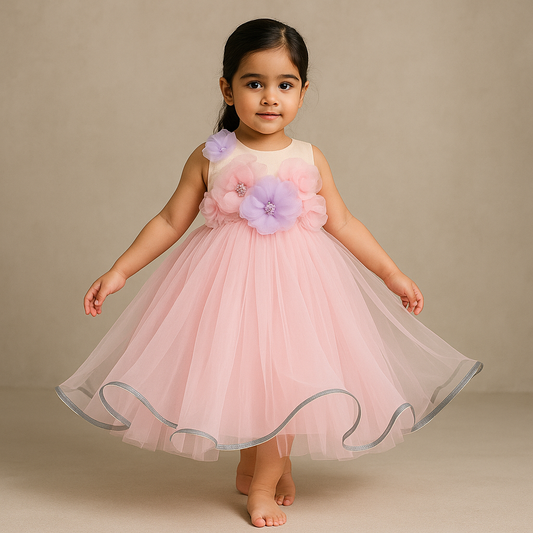 Pre Order: Net Flowers Embellished One Shoulder Gown