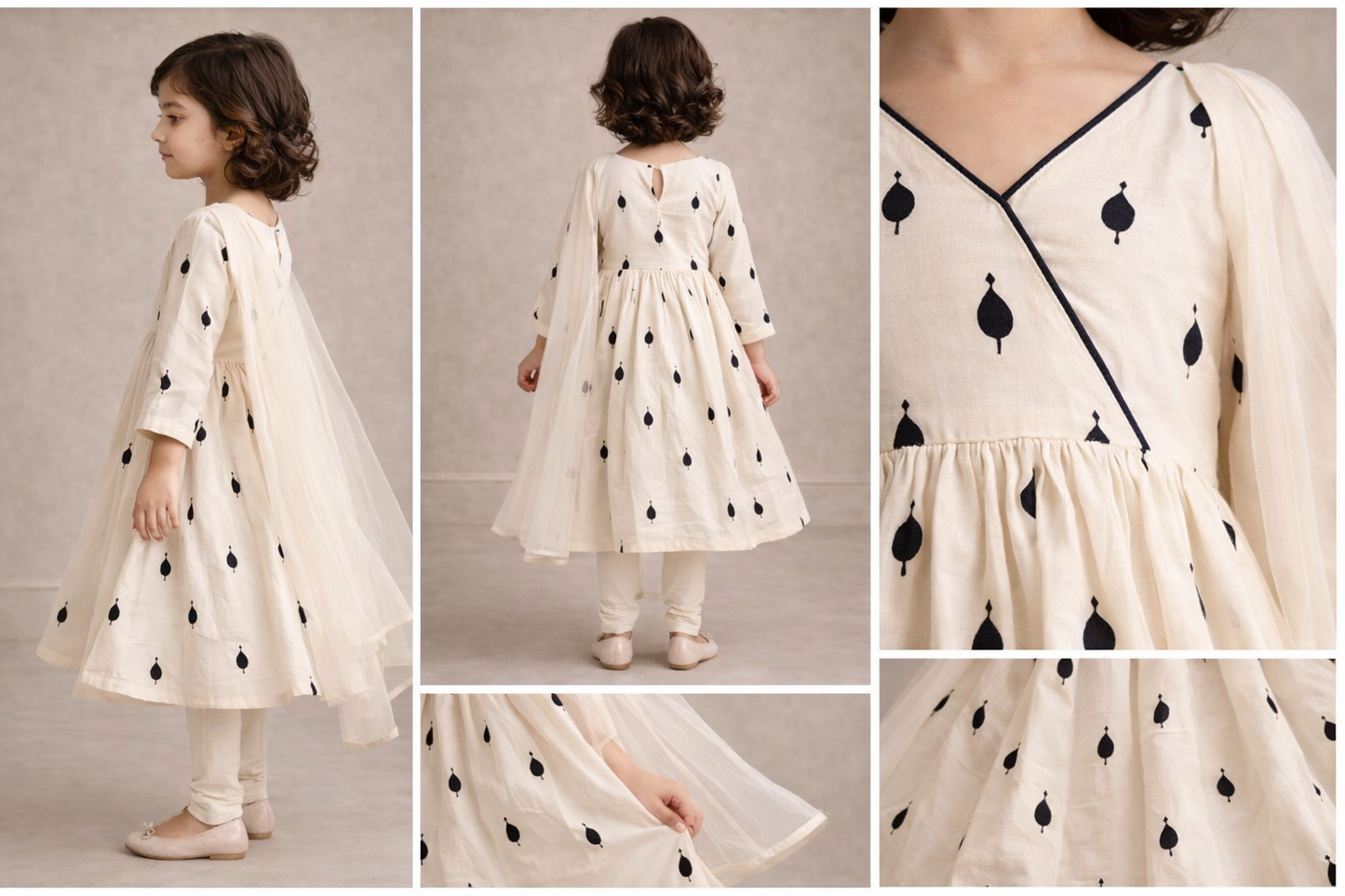 Pre Order: White Twirl Anarkali Set